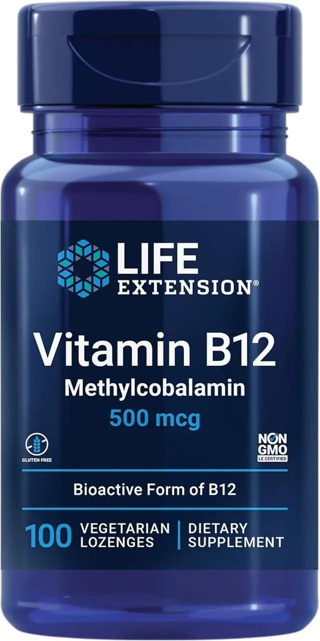 Vitamin B12 methylcobalamin, 500 mcg, 100 lozenges, Vitamina B12 metilcobalamină, Life Extension