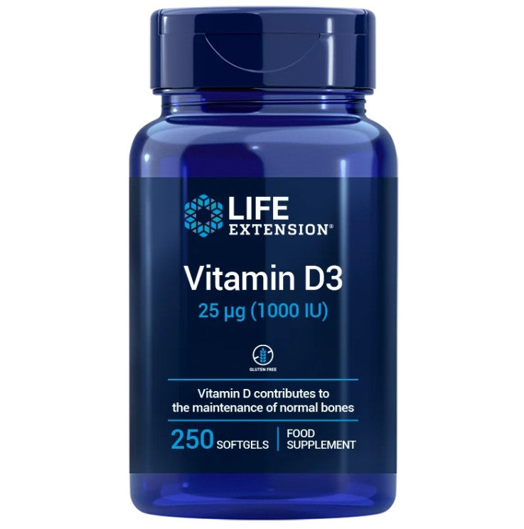 Life Extension Vitamin D3 / Vitamina D3 25 mcg (1000 UI) 250 capsule moi, EU