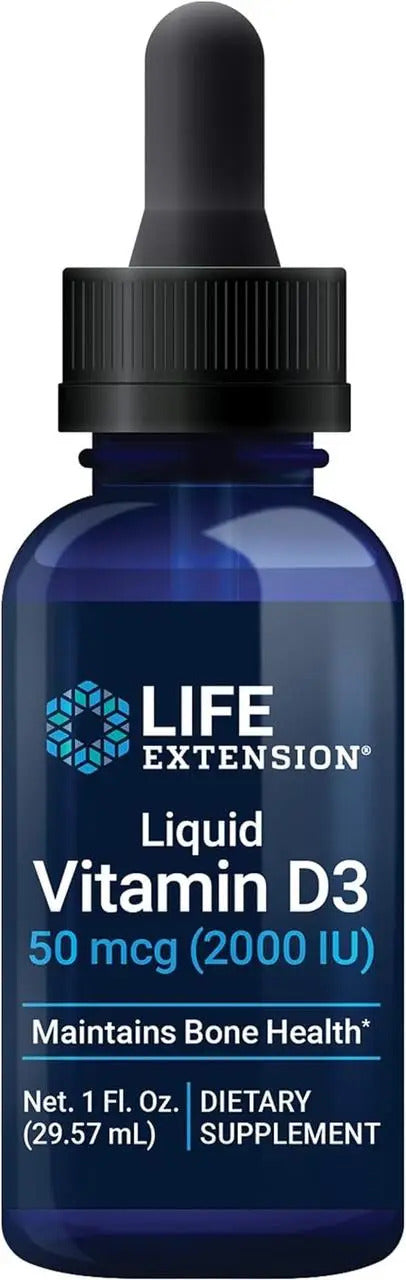 Vitamin D3 Liquid, 50 mcg 2000 IU, 29,57 ml, Vitamina D3 Lichid, Life Extension
