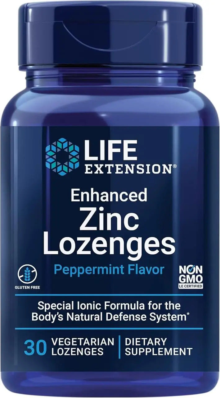 Enhanced Zinc Lozenges, 30 tablete aromă mentă, Zinc lipozomal sub formă de pastile pentru supt, Life Extension