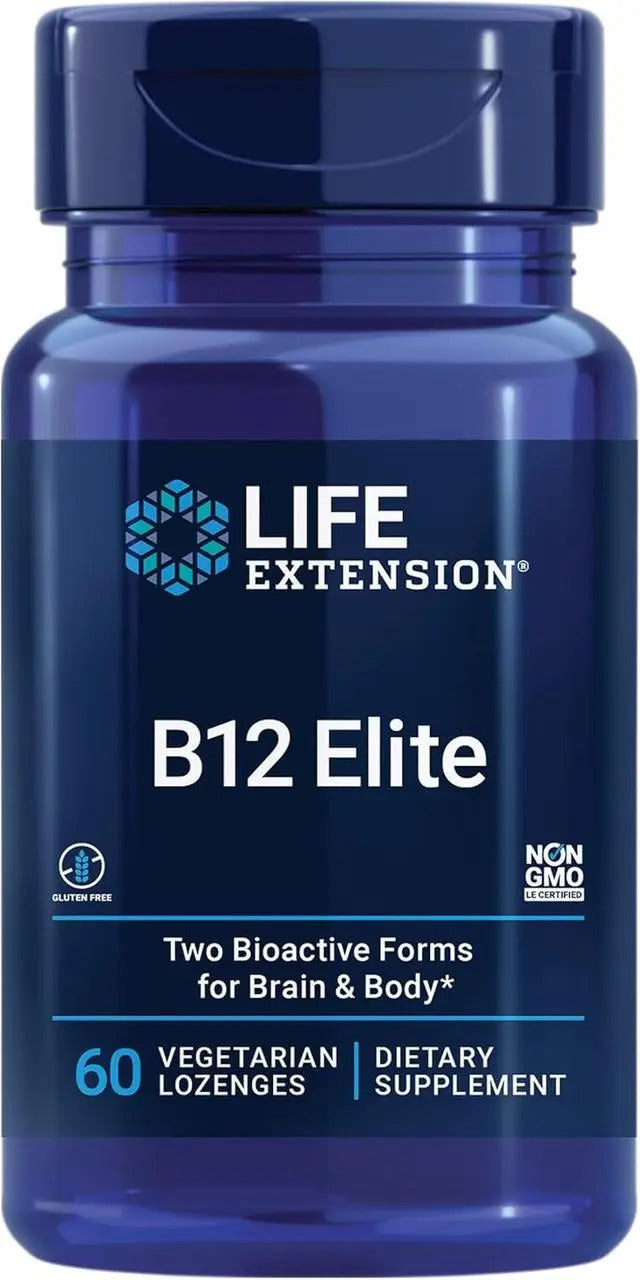 B12 Elite, 1000 mcg, 60 pastile vegetariene, Vitamina B12 adenozil și metilcobalamină, Life Extension