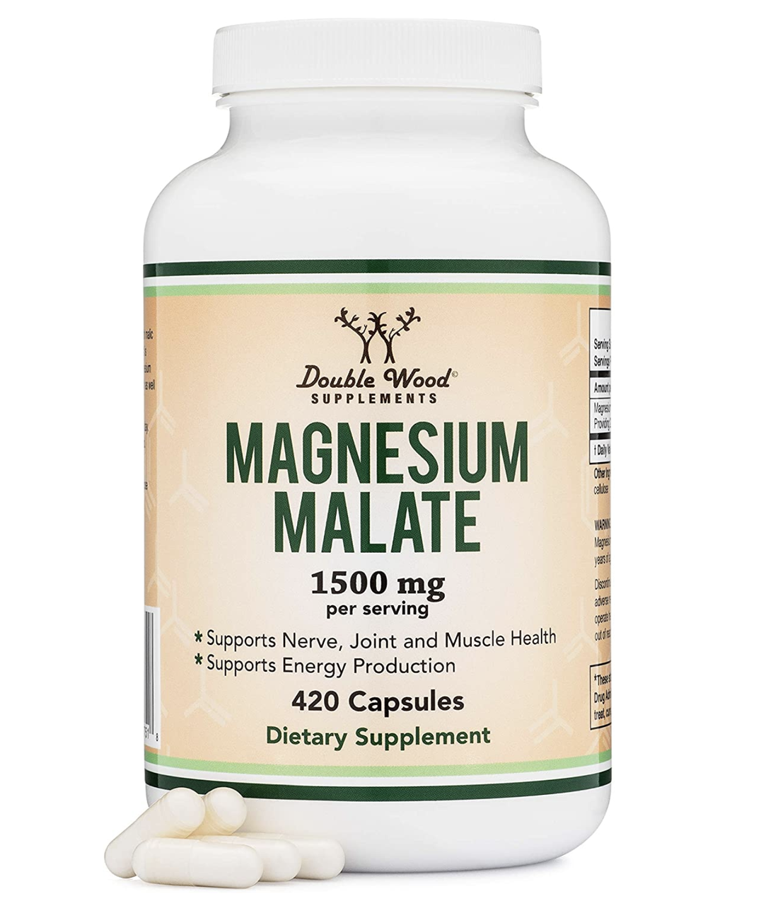 Magnesium Malate, 420 caps, Malat de magneziu, Double Wood