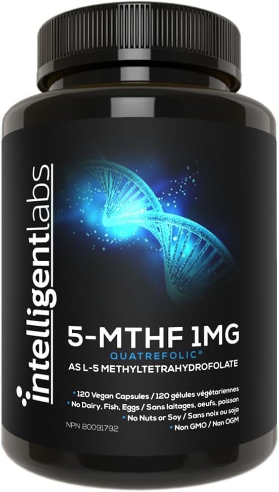 5-MTHF, 1 mg, 120 capsules, Metilfolat vitamina B9, Intelligent Labs