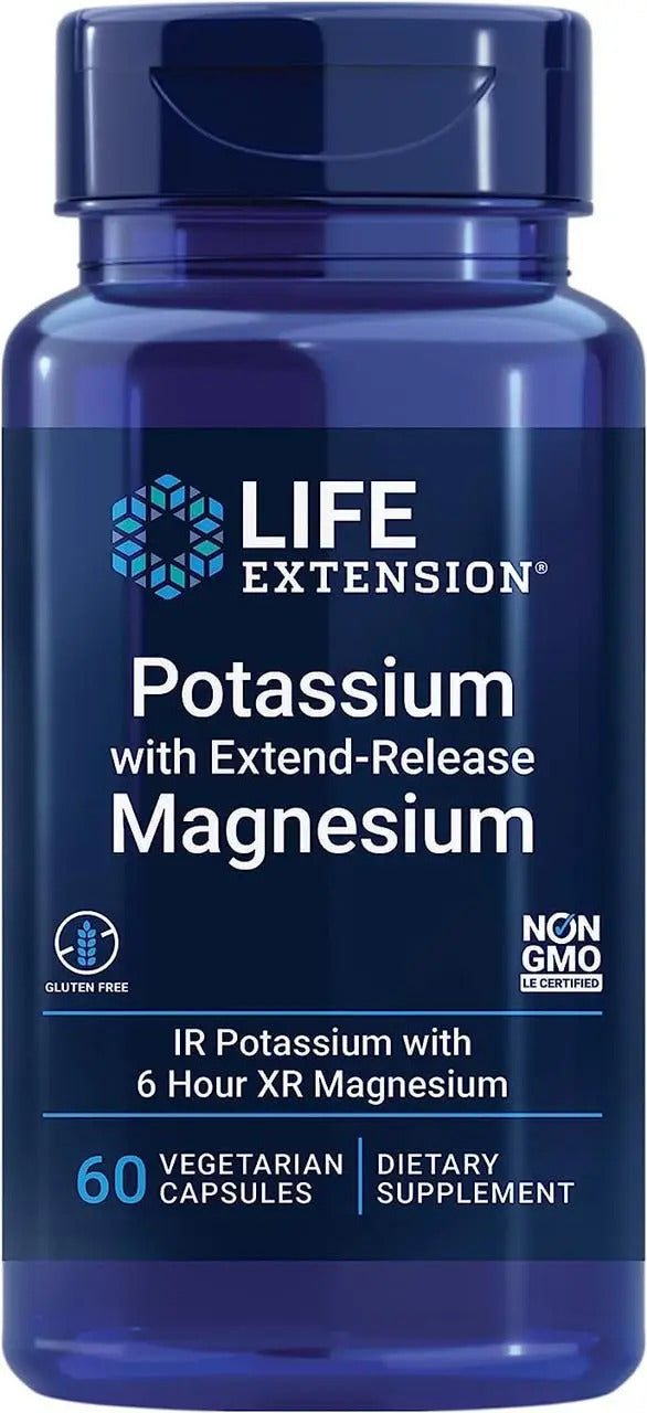 Potassium with Extend-Release Magnesium, 60 capsule, Potasiu cu magneziu cu eliberare prelungită, Life Extension
