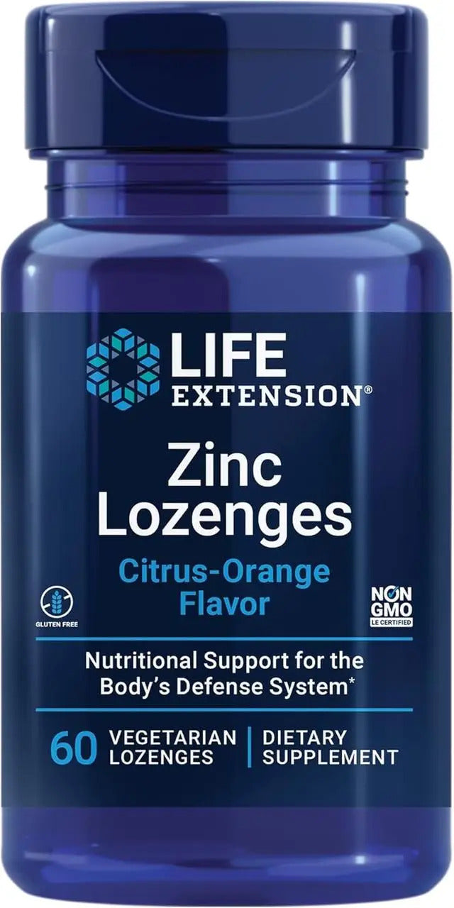 Zinc Lozenges Citrus-Orange Flavor, 60 comprimate de supt, Zinc aromă citrice-portocală, Life Extension