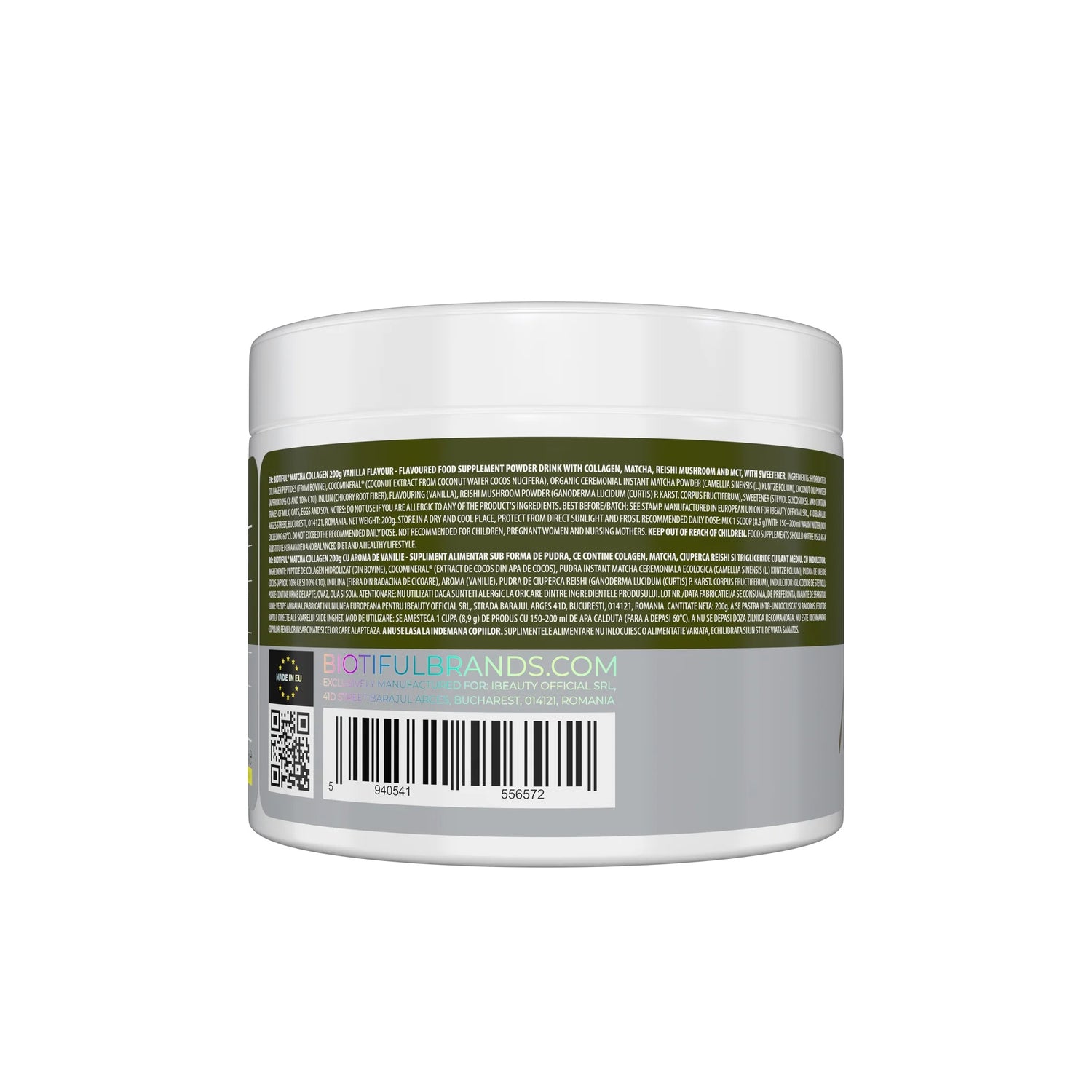 Matcha Collagen, 200 g, Colagen cu Matcha, Biotiful Life