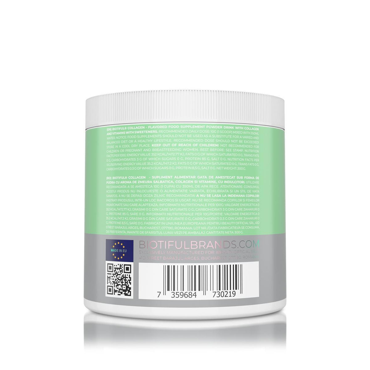 CollageN, 300 g, Nutriceutic cu peptide de colagen aromă de zmeură, Biotiful Life