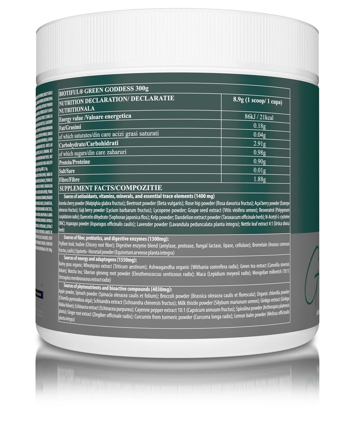 Green Goddess, 300 g, Superfood cu extracte din plante verzi, Biotiful Life