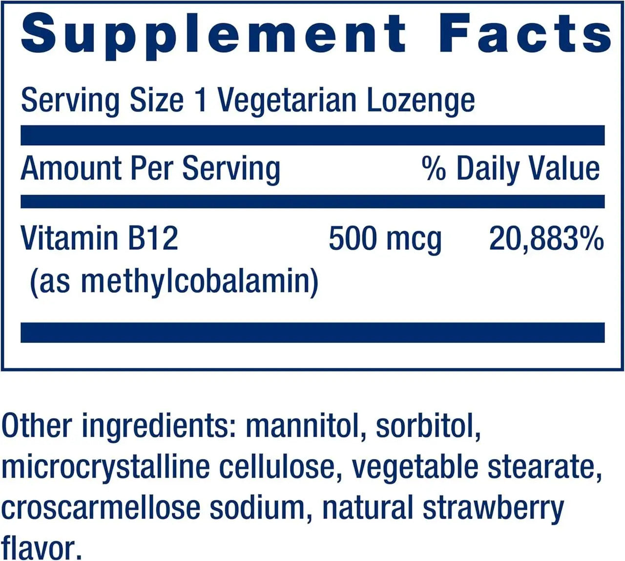 Vitamin B12 methylcobalamin, 500 mcg, 100 lozenges, Vitamina B12 metilcobalamină, Life Extension