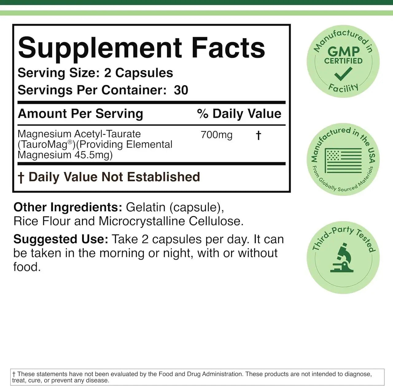 Magnesium Acetyl-Taurate, 700 mg, 60 capsules, Magneziu cu acetil-taurină, Double Wood