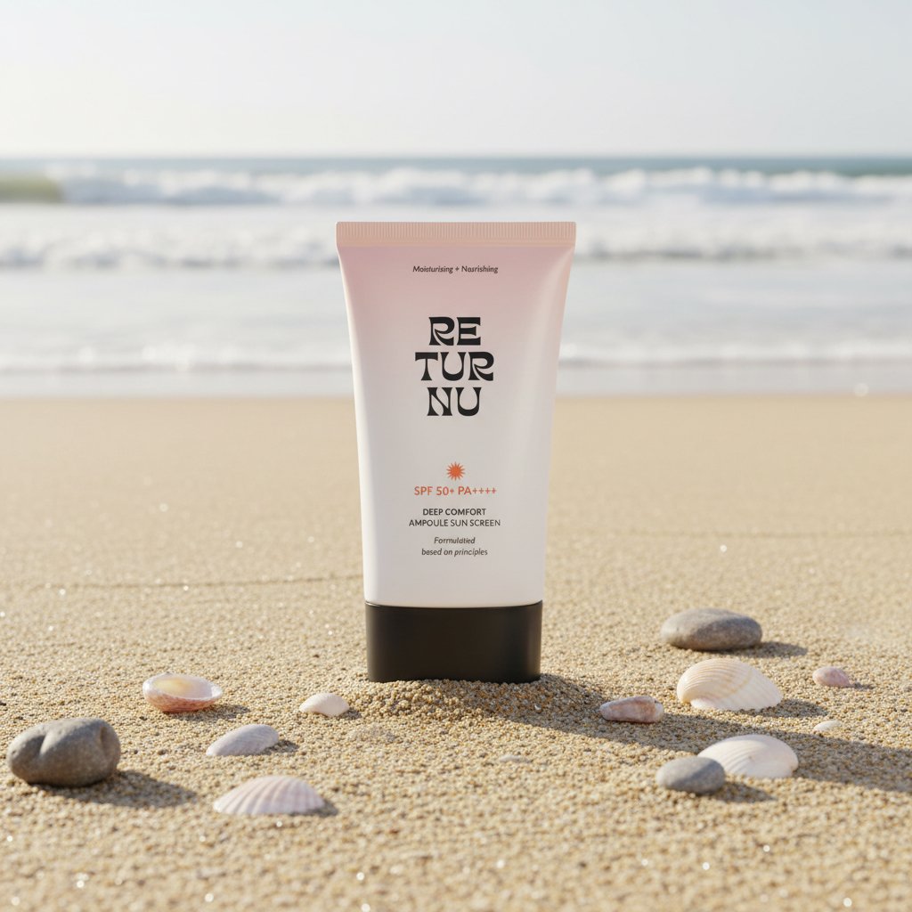 Deep Comfort Ampoule Sun Screen SPF 50+ PA++++, 50 ml, Protecție solară hidratantă cu ceramide vegane, Returnu