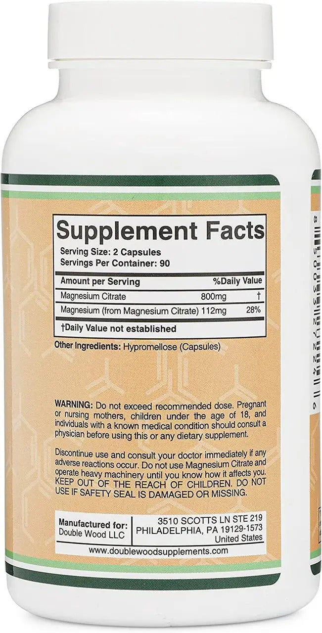 Magnesium Citrate, 180 caps, Citrat de magneziu, Double Wood