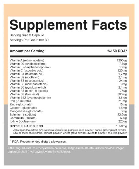 Hair Diet, 60 capsule, Supliment pentru sanatatea parului, Biotiful Life
