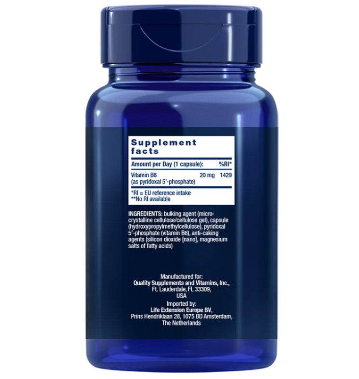Pyridoxal 5'-Phosphate, 150 capsule, Vitamina B6 activă, Life Extension, EU