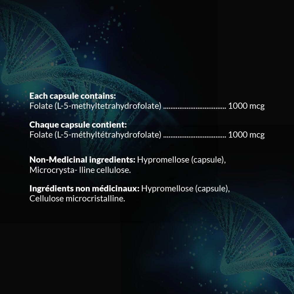5-MTHF, 1 mg, 120 capsules, Metilfolat vitamina B9, Intelligent Labs