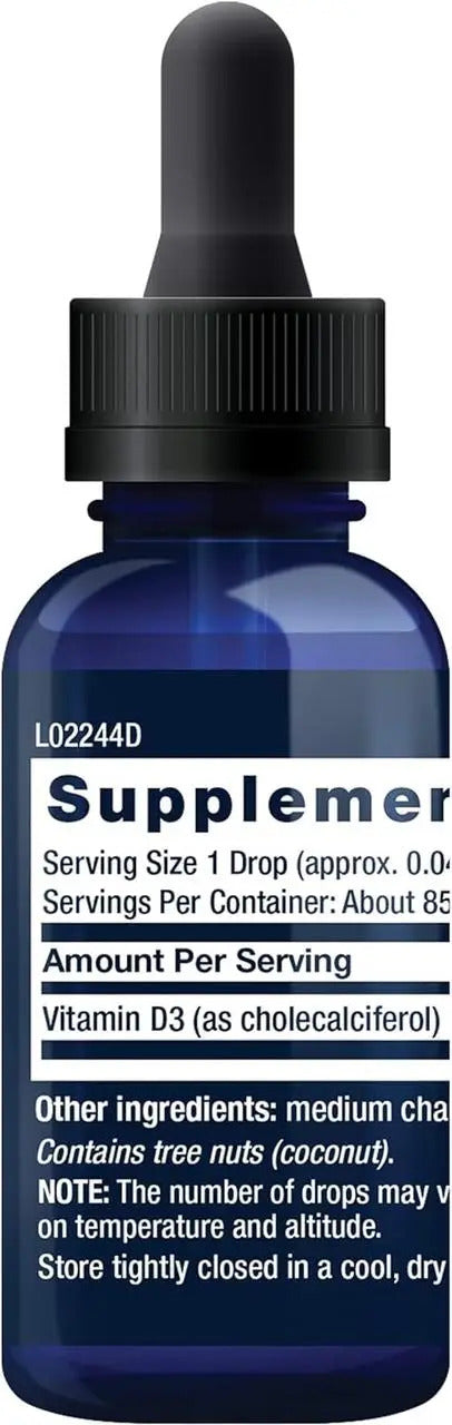 Vitamin D3 Liquid, 50 mcg 2000 IU, 29,57 ml, Vitamina D3 Lichid, Life Extension