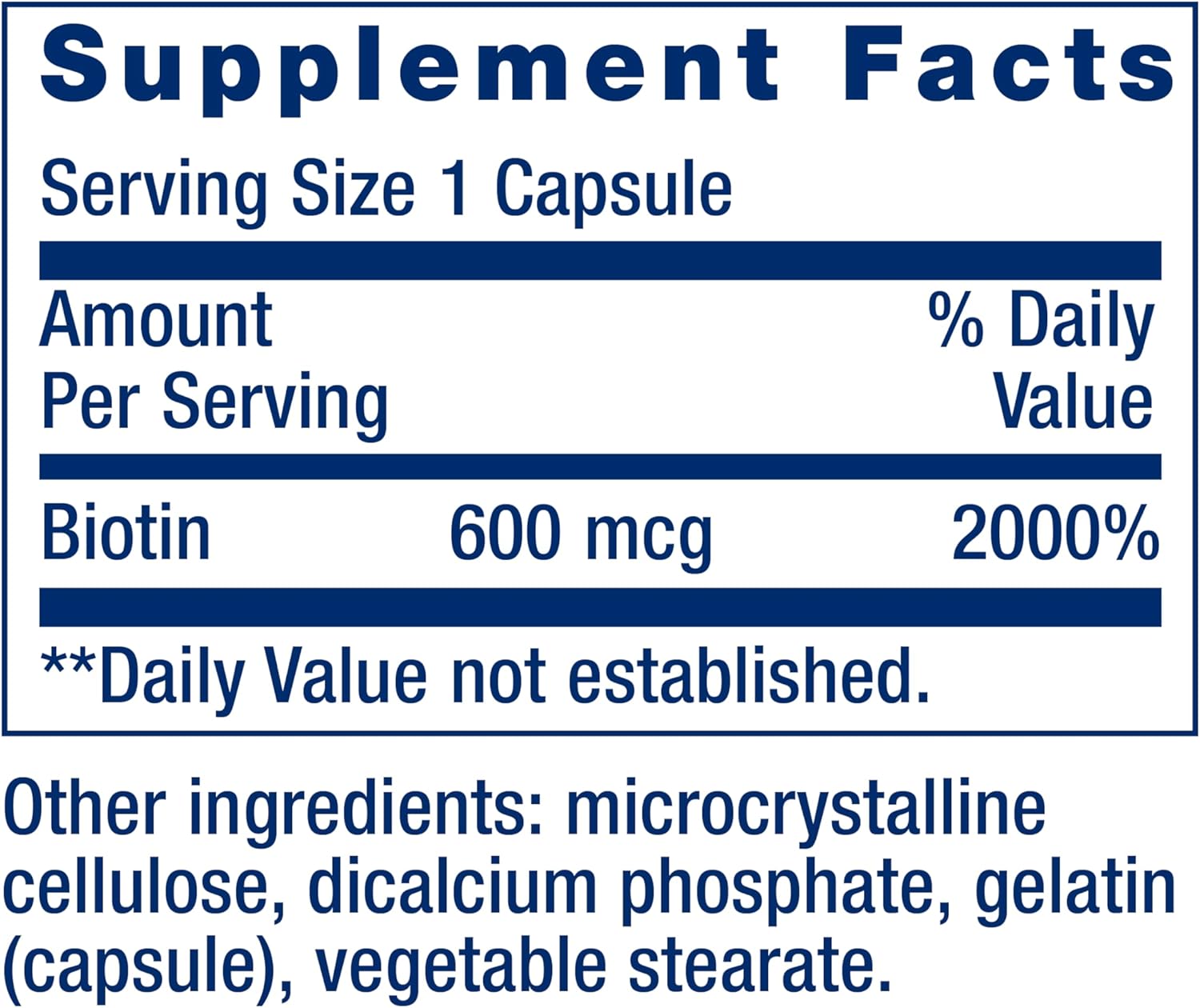 Biotin, 600 mcg, 100 caps, Biotina, Life Extension