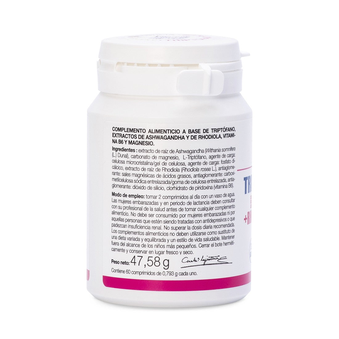 Tryptophan Plus with Ashwagandha + Rhodiola and Magnesium, 60 comprimate, Triptofan Plus cu Ashwagandha, Rhodiola și magneziu, Ana Maria Lajusticia