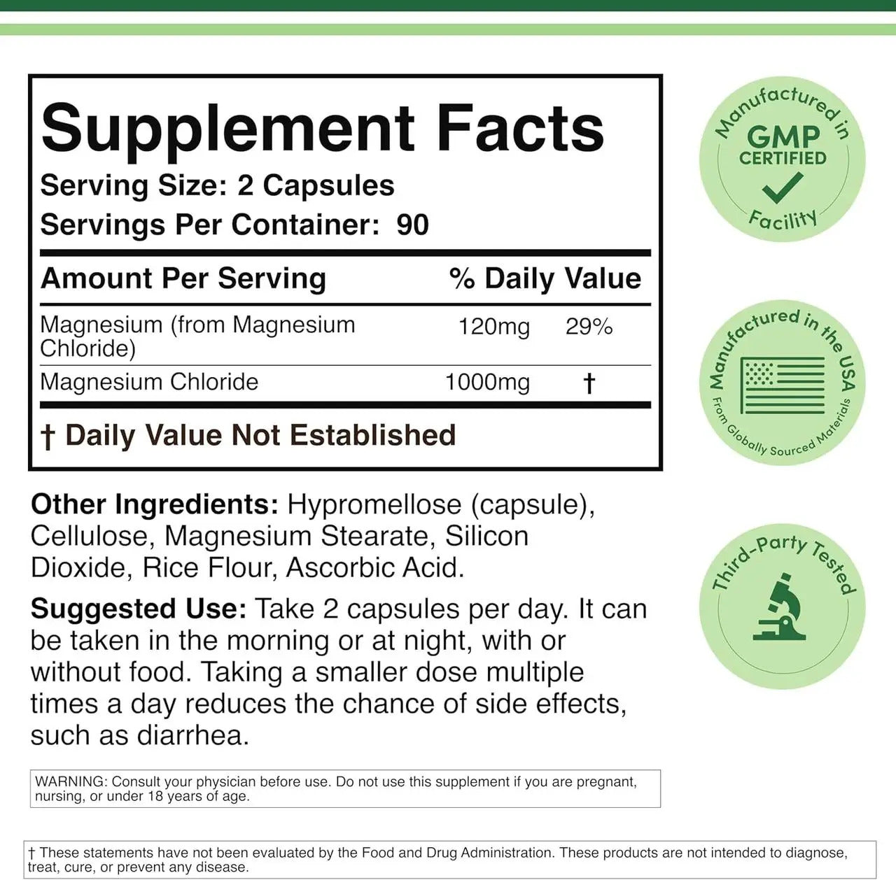 Magnesium Chloride, 1000 mg, 180 capsule, Clorură de magneziu, Double Wood