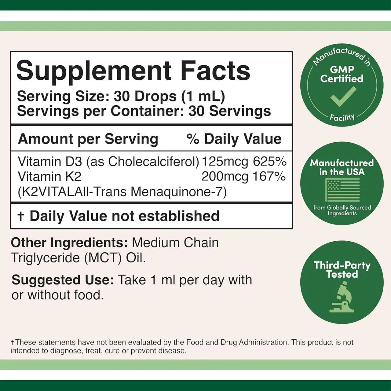 Vitamin D3 + K2, 30 ml, Vitamina D3 + K2, Double Wood
