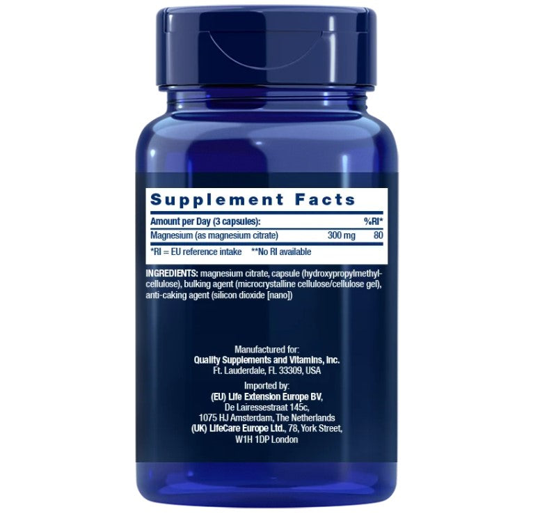 Magnesium Citrate, 100 caps, Citrat de magneziu, Life Extension