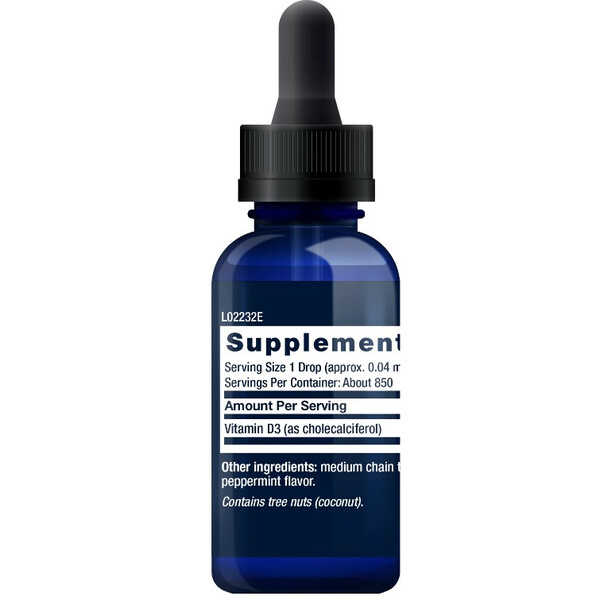 Vitamin D3 Liquid (Mint), 50 mcg 2000 IU, 29,57 ml, Vitamina D3 lichid (mentă), Life Extension, изображение 2