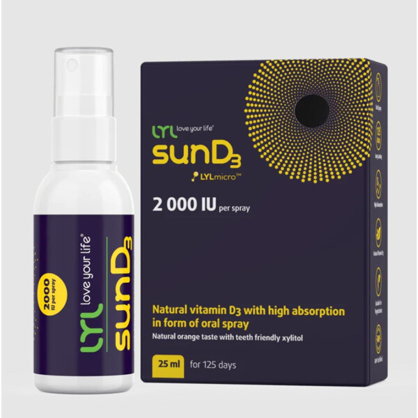 Vitamin D Oral Spray,  2000 UI 25 ml, Vitamina D Spray oral, LYL