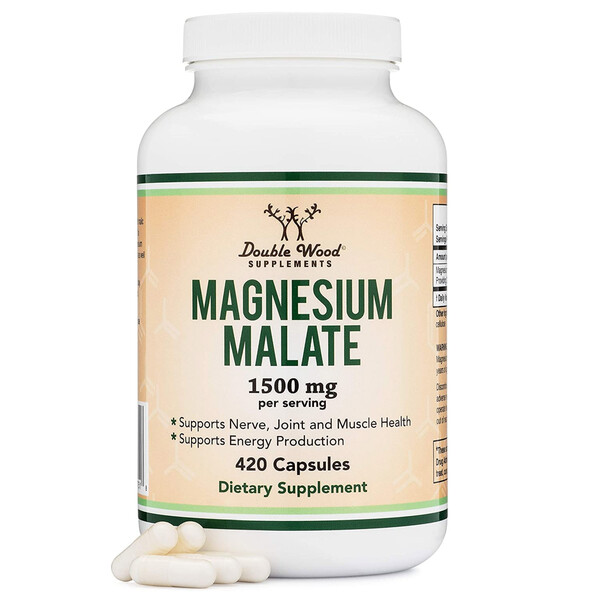 Magnesium Malate, 420 caps, Malat de magneziu, Double Wood