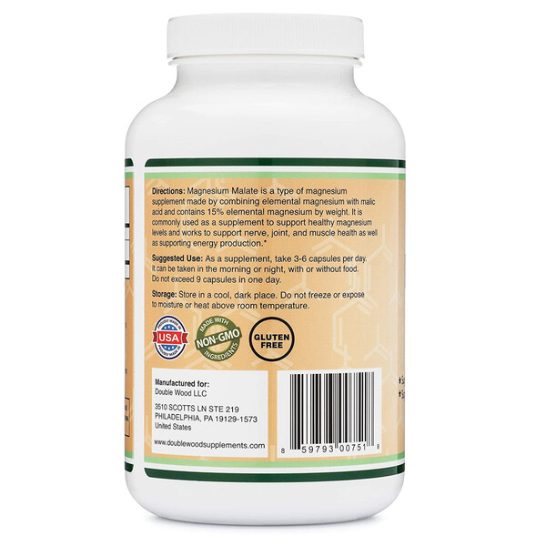 Magnesium Malate, 420 caps, Malat de magneziu, Double Wood, изображение 2