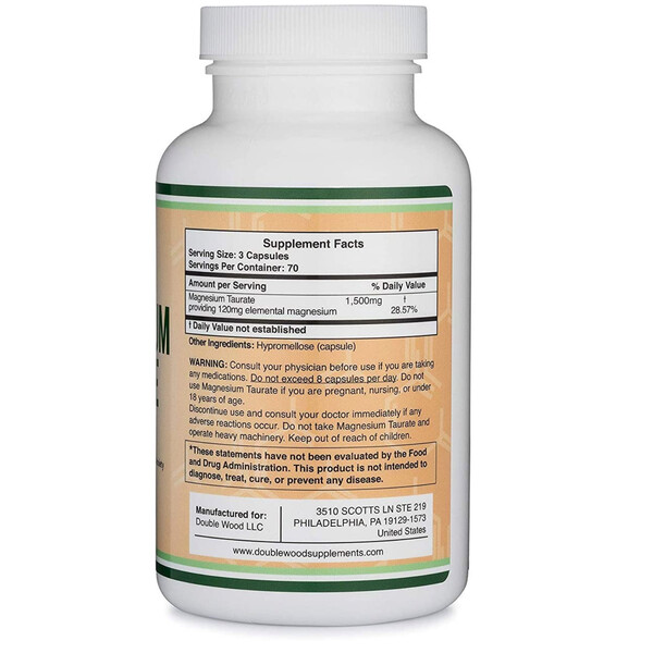 Magnesium Taurate, 210 caps, Taurat de magneziu, Double Wood, изображение 2