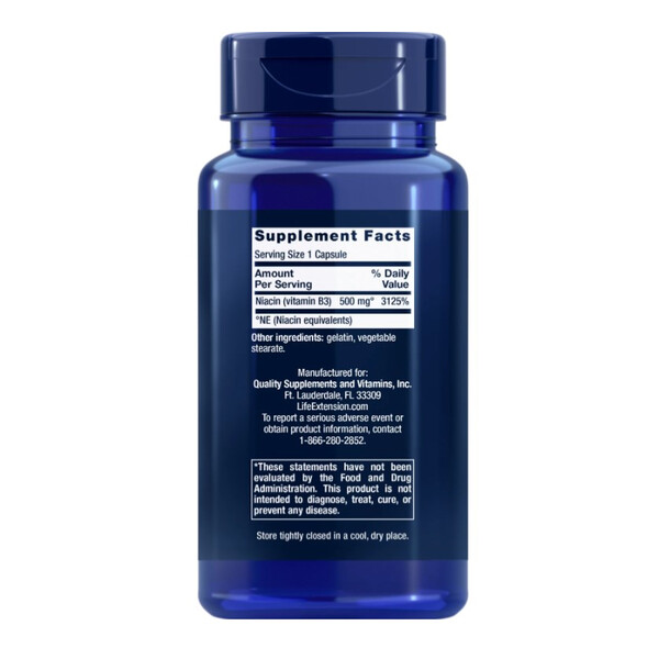 Vitamin B3 Niacin, 500 mg, 100 caps, Vitamina B3 Niacina, Life Extension, изображение 2