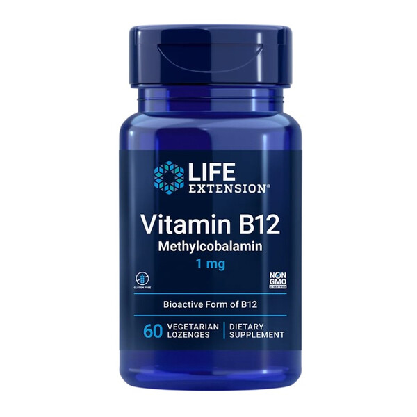 Vitamin B12 methylcobalamin, 1000 mcg, 60 lozenges, Vitamina B12 metilcobalamină, Life Extension