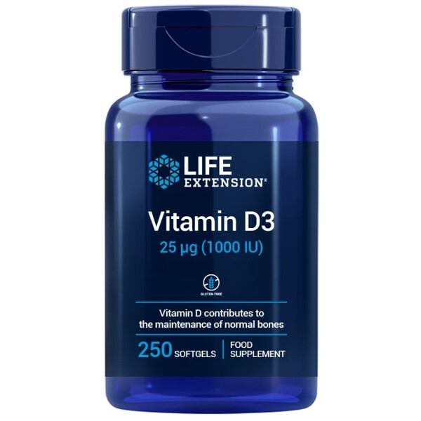 Life Extension Vitamin D3 / Vitamina D3 25 mcg (1000 UI) 250 capsule moi, EU