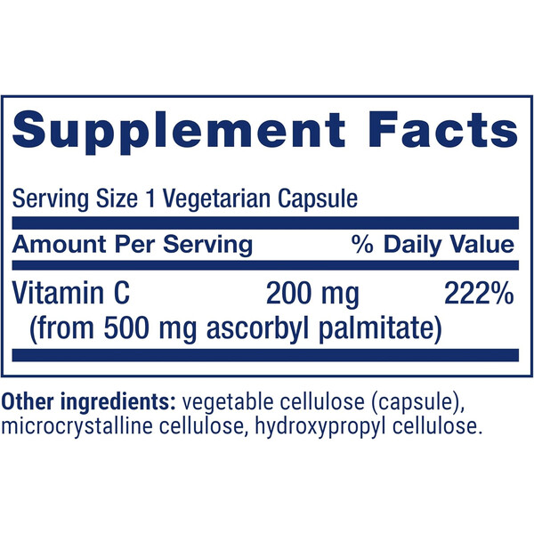 Ascorbyl Palmitate, 500 mg, 100 capsule, Palmitat de ascorbil, Life Extension, изображение 2