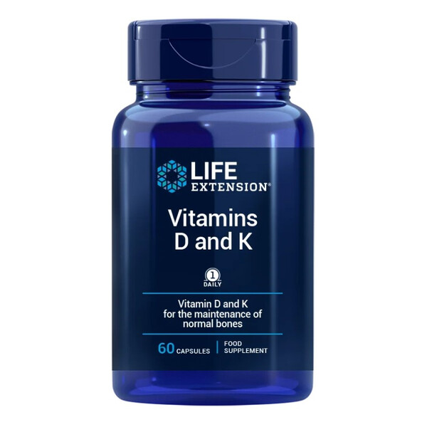 Vitamins D and K, 60 caps, Vitaminele D și K, Life Extension