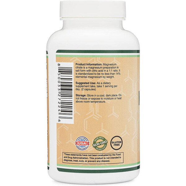Magnesium Citrate, 180 caps, Citrat de magneziu, Double Wood, изображение 3