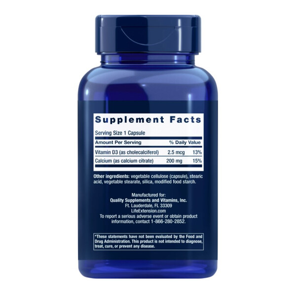 Calcium Citrate with Vitamin D, Citrat de calciu cu vitamina D, Life Extension, изображение 2