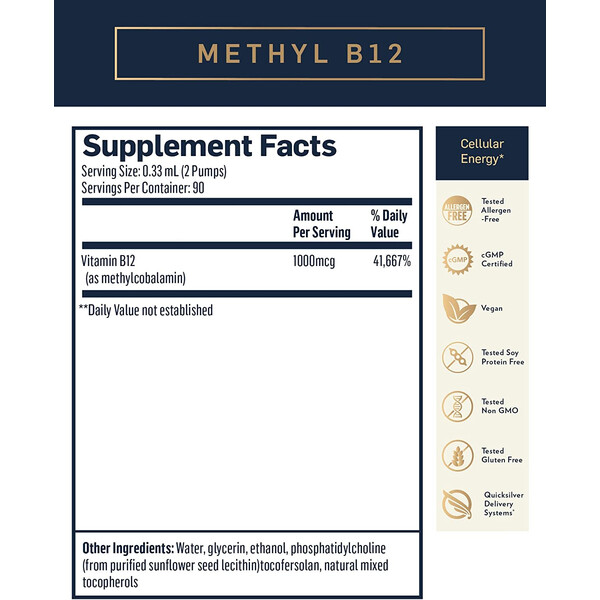 Liposomal Methyl B12, 30 ml, Metil B12 lipozomal spray, Quicksilver Scientific, изображение 2