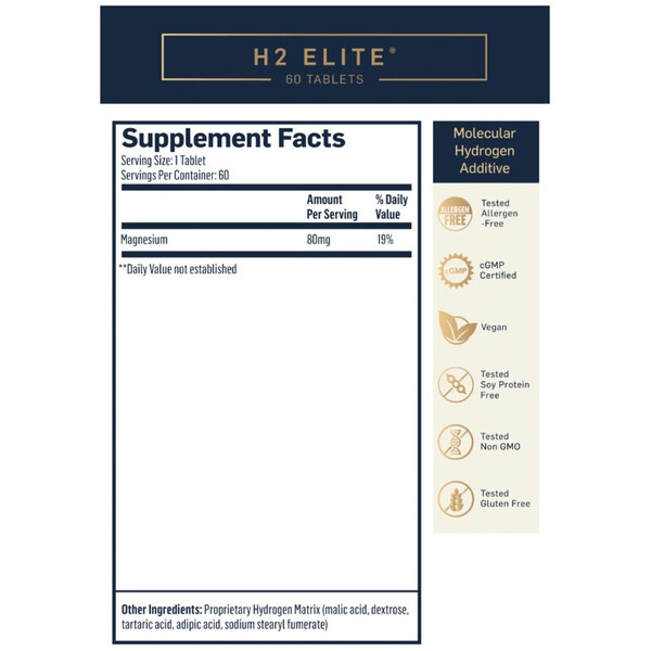 H2 Elite Molecular Hydrogen Water, 60 tablete, Apă cu hidrogen molecular, Quicksilver Scientific, изображение 6