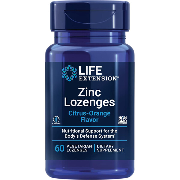 Zinc Lozenges Citrus-Orange Flavor, 60 comprimate de supt, Zinc aromă citrice-portocală, Life Extension