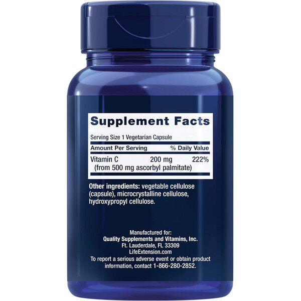 Ascorbyl Palmitate, 500 mg, 100 capsule, Palmitat de ascorbil, Life Extension, изображение 3