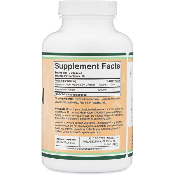 Magnesium Chloride, 1000 mg, 180 capsule, Clorură de magneziu, Double Wood, изображение 3