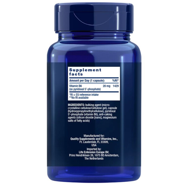 Pyridoxal 5'-Phosphate, 150 capsule, Vitamina B6 activă, Life Extension, EU, изображение 2