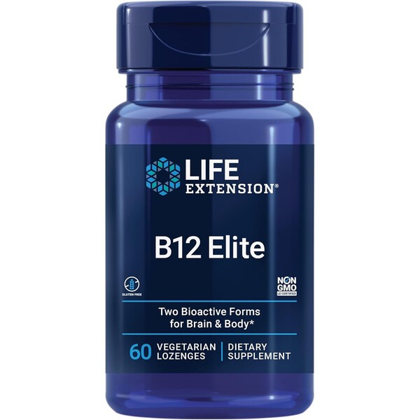 B12 Elite, 1000 mcg, 60 pastile vegetariene, Vitamina B12 adenozil și metilcobalamină, Life Extension