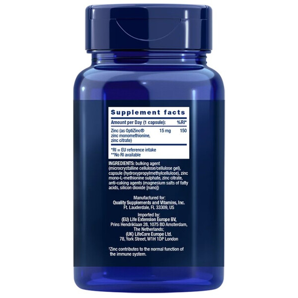 Zinc, 15 mg, 150 capsule, Zinc, Life Extension, изображение 2
