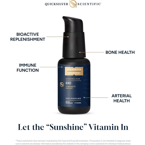 D3K2, 50 ml, Vitamina D3K2 lipozomală, Quicksilver Scientific, изображение 3