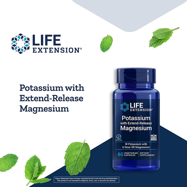 Potassium with Extend-Release Magnesium, 60 capsule, Potasiu cu magneziu cu eliberare prelungită, Life Extension, изображение 4