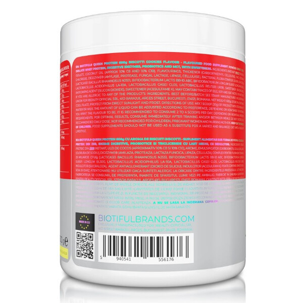 Queen Protein, 600 g, Proteina pentru femei aroma biscotti cookies, Biotiful Life, изображение 4