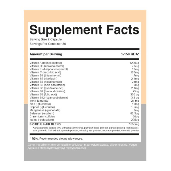 Hair Diet, 60 capsule, Supliment pentru sanatatea parului, Biotiful Life, изображение 2