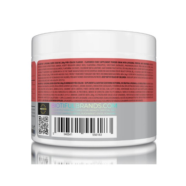 Queen Creatine Liposomal, 200 g, Creatina monohidrat lipozomala gust pina colada, Biotiful Life, изображение 4